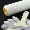 8.6 inch Latex Paint Roller Brush Wall Painting Brush Tool with 5 inch Flat Brush and 1 Pair Gloves