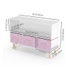 Kids bookcase with Collapsible Fabric Drawers, Children's Book Display, Toy Storage Cabinet Organizer, White/Pink