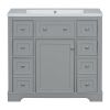 36" Bathroom Vanity with Sink Combo, One Cabinet and Six Drawers, Solid Wood and MDF Board, Grey