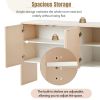 TREXM Minimalist Style 60"L Large Storage Space Sideboard with 4 Doors and Rebound Device for Living Room and Entryway (Apricot Cream)