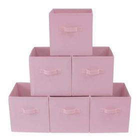 Collapsible Cube Fabric Storage Bins (10.5" x 10.5"), 6 Pack (Color: Pink)